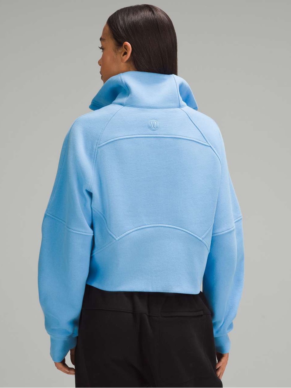 Lululemon Cropped Scuba Blue Funnel Neck Oversized Sweatshirt Pullover - Picture 5 of 17